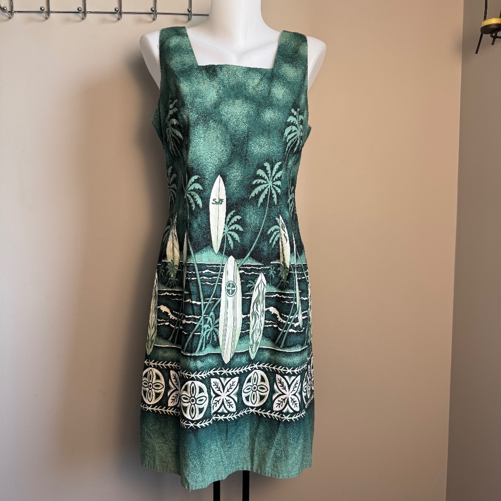 Royal Creations Sleeveless Tropical Vacation Dress Green XL‎ Beach Surfer Resort